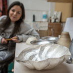 Aoife White in her studio at Yorkshire Artspace 2018